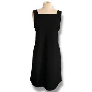 Eileen Fisher Womens Dress Sz Large Black Stretch Crepe Square Neck Minimalist